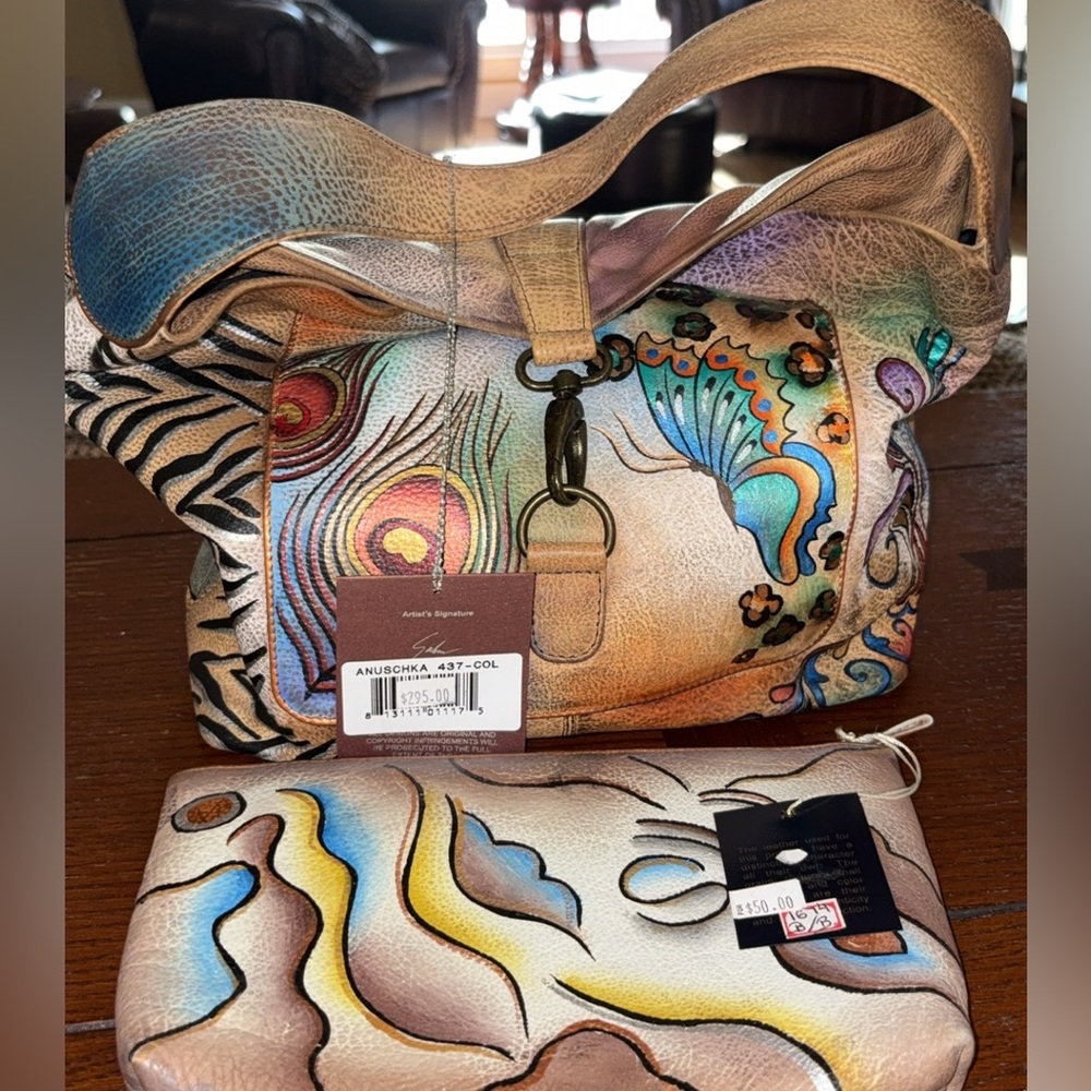 Anuschka Artistic Leather Bag and Wallet Set
